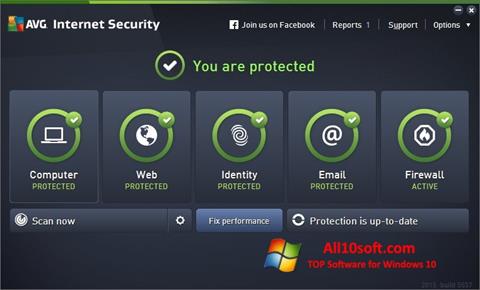 Captură de ecran AVG Internet Security pentru Windows 10