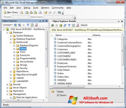 Captură de ecran Microsoft SQL Server pentru Windows 10