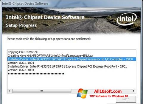 Captură de ecran Intel Chipset Device Software pentru Windows 10