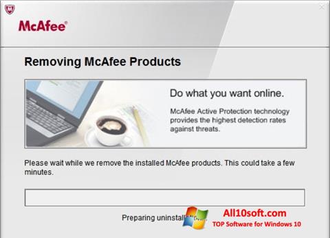 Captură de ecran McAfee Consumer Product Removal Tool pentru Windows 10