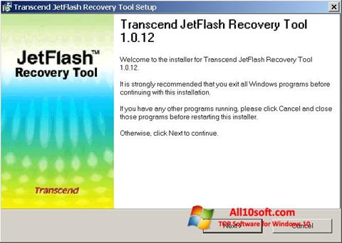 Captură de ecran JetFlash Recovery Tool pentru Windows 10